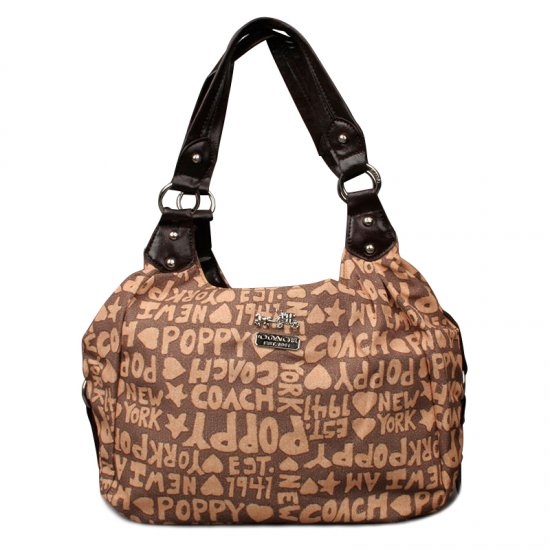 Coach Fashion Poppy Signature Medium Brown Shoulder Bags ENM - Click Image to Close